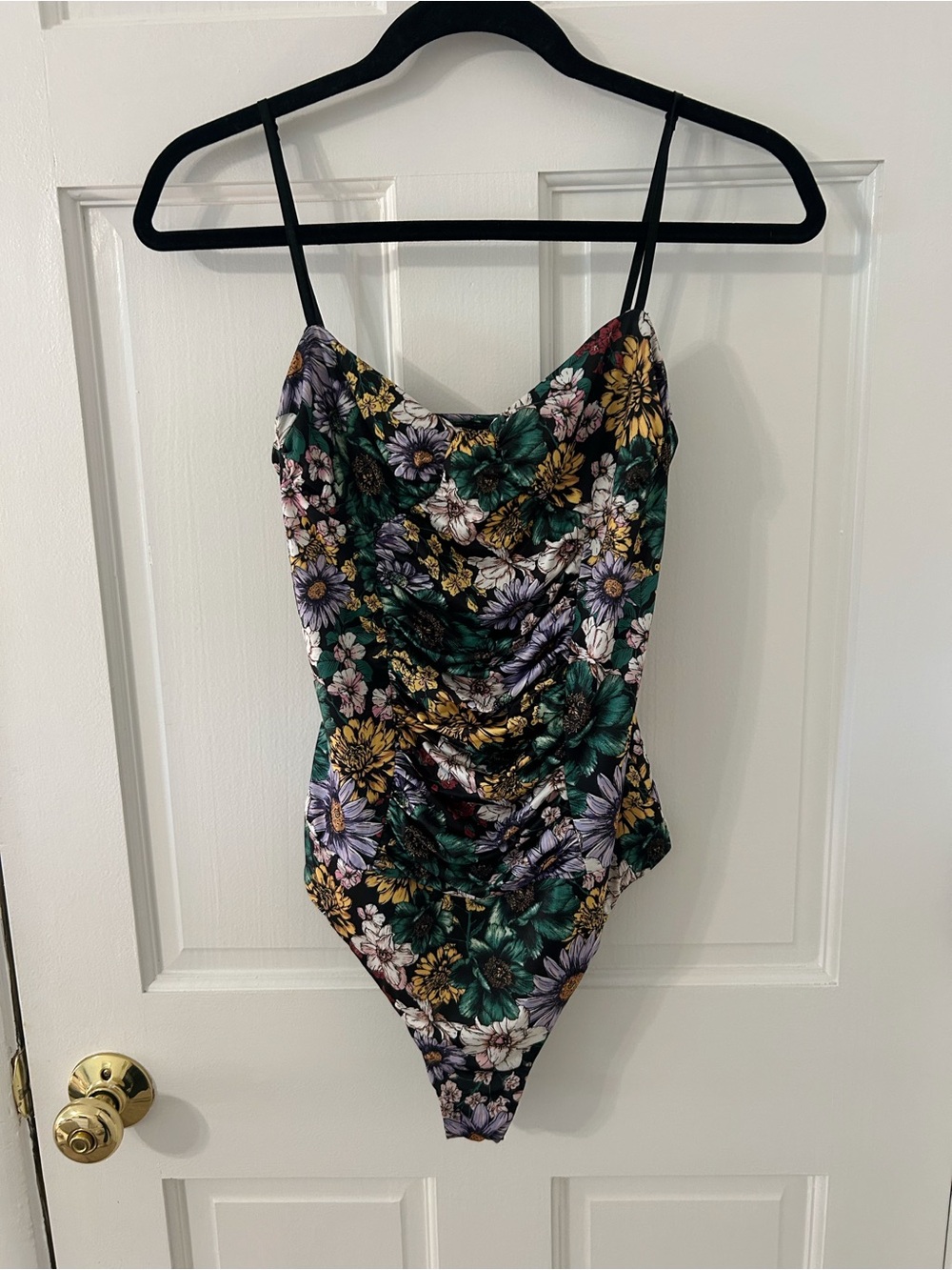 AFRM floral ruched body suit - Green Multi